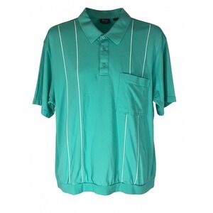 John Blair Fine Menswear Turquoise Stripe Polo Shirt Pocket Size 2XL